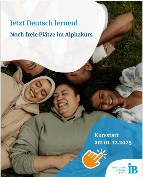 Anzeige Sprachkurs Jetzt Deutsch lernen. Noch freie Plätze im Alphakurs Start 01.12.25