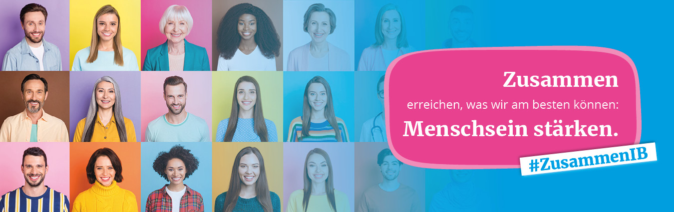 IB Logo mit Slogan Menschsein stärken