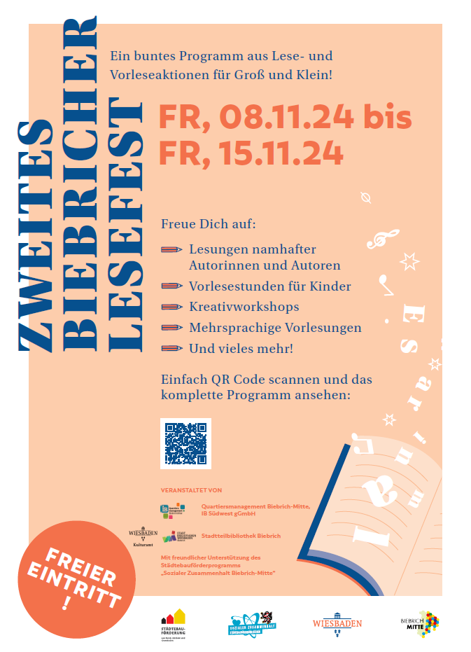 Plakat zum 2. Biebricher Lesefest 2024